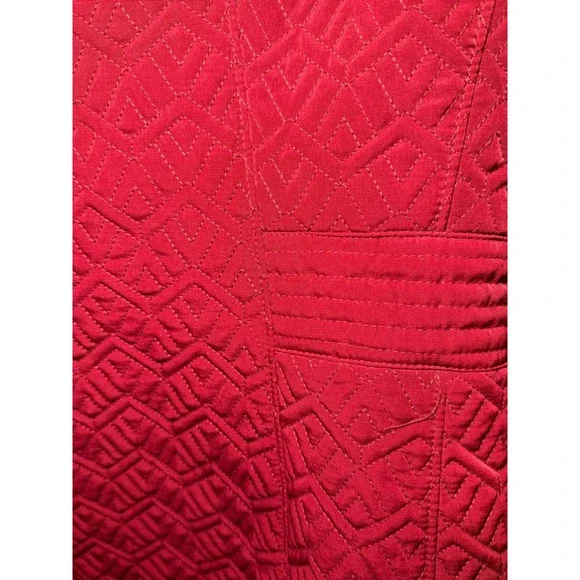 Gallery New York Dark Red Quilted Zipper Jacket Women's Medium Geometric Pattern - Picture 6 of 8